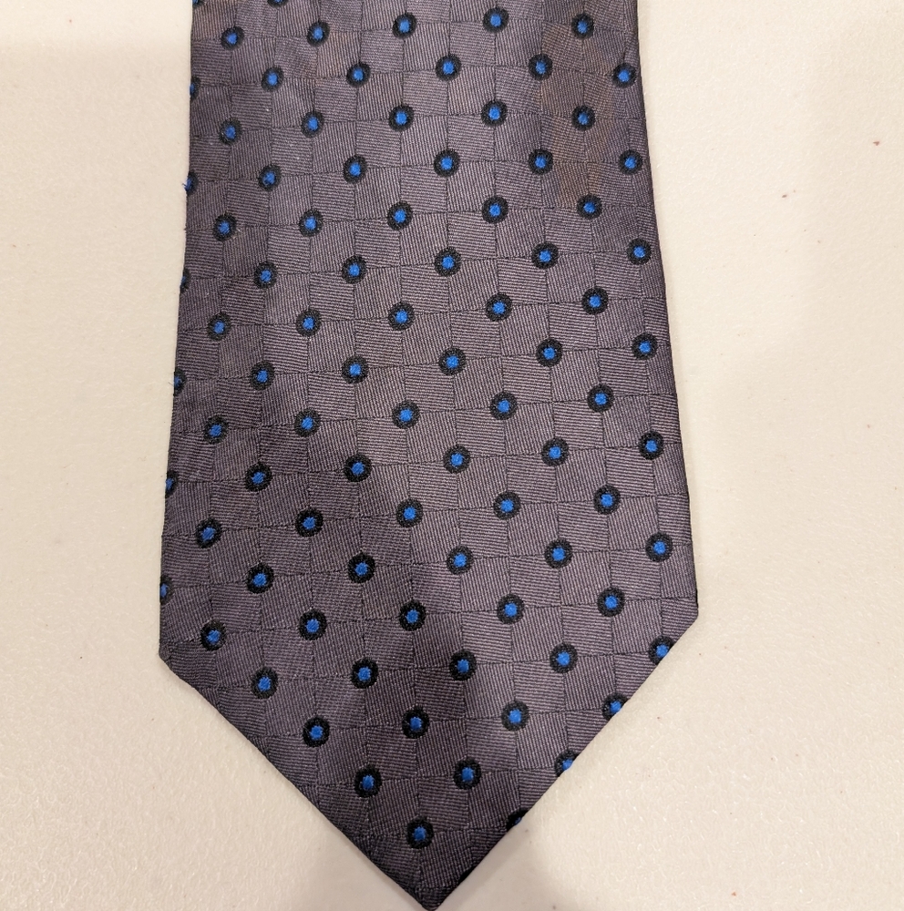 Express Gray and Blue Polka Dot Tie